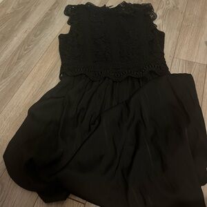 LOFT Black Sleeveless Lace Dress